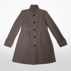 J. Crew Women's Taupe Funnel Neck Coat - Size 6